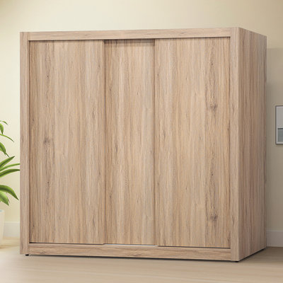 【在地人傢俱】24 輕鬆購-布加迪漂流木自然木紋色6x6.5尺推門衣櫃/拉門衣櫥 GD42-2