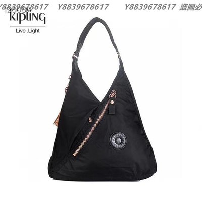 Kipling 猴子包  K14881 黑色 流蘇款 玫瑰金拉鍊 拉鍊款輕量手提肩背包 旅行 出遊