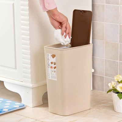 品如衣櫃 軟毛刷 日系清潔劑 居家家 長方形按壓式有蓋垃圾桶 日式家用廚房衛生間簡約窄垃圾筒