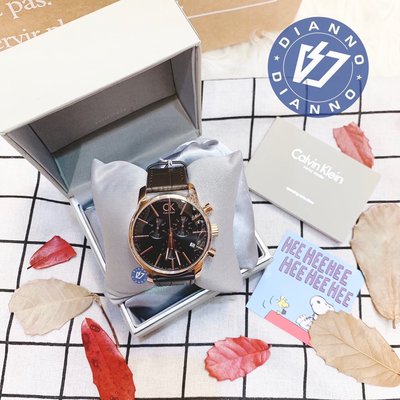帝安諾-實體店面 CK 手錶 含發票 保固 Calvin Klein City三眼皮革錶-玫瑰金 K2G276G3