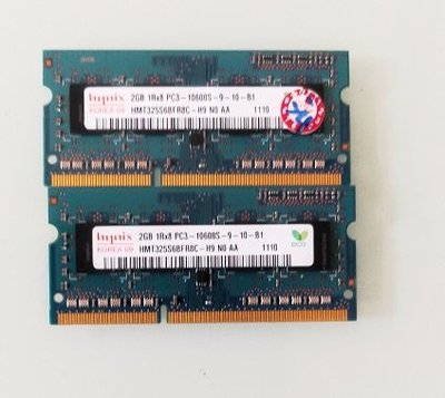 二手筆電 DD3 2GB 1Rx8 PC3-10600S-9-10-B1  記憶體二片