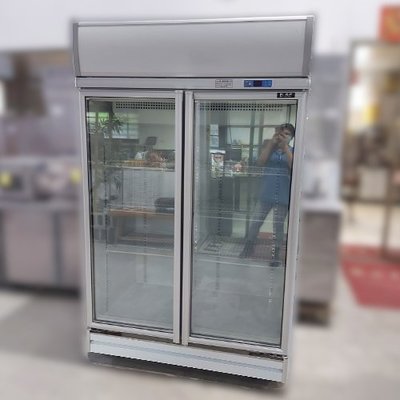 【三大餐飲設備】二手~~雙門玻璃冷藏展示冰箱
