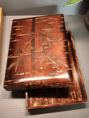 日本老櫻皮細工實木文房盒 收納盒 首飾盒