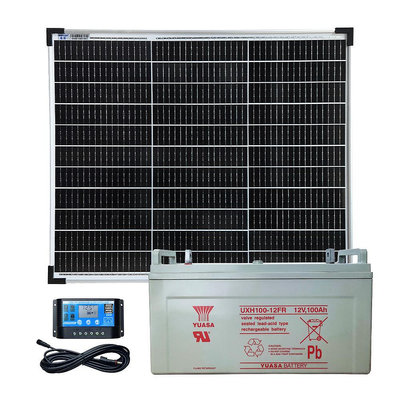 【藍天百貨】太陽能12V鉛酸電池100AH發電系統 蓄電 DIY 露營發電組 獨立發電 小型發電