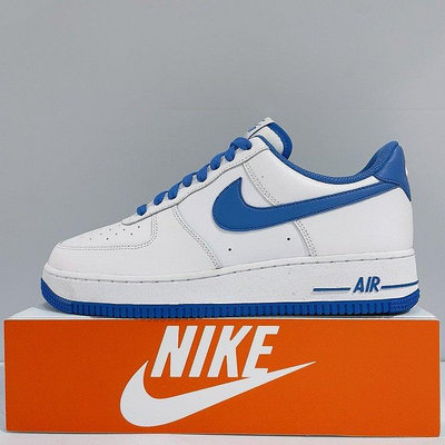 NIKE AIR FORCE 1 '07 男生 白藍色 皮革 氣墊 運動 休閒鞋 DH7561-104