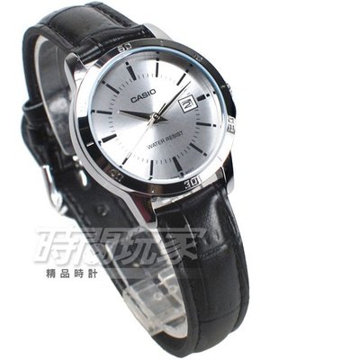 CASIO卡西歐 LTP-V004L-7A 都會數字錶 指針女錶 黑色 真皮 指針錶 防水手錶【時間玩家】