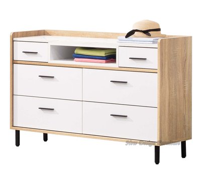【N D Furniture】台南在地家具-全木心板ABS封邊木紋/白雙色120cm六斗櫃YH