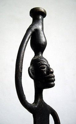非洲藝術品非洲工藝品原住民工藝品老銅器老銅像非洲人像雕塑雕像-頂壺人大小一對【心生活美學】