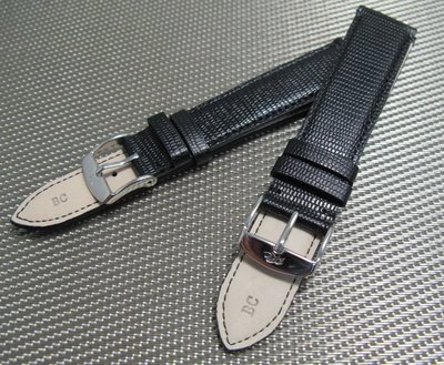 ZRC 法國進口第一品牌蜥蜴腹部壓紋精緻小格紋黑色錶帶 20x18 18x16mm【神梭鐘錶】