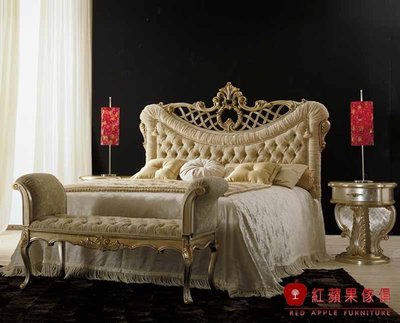 [紅蘋果傢俱] CT-T01 新古典雅致系列 歐式床 實木床 雕刻床 雙人床 床台 床架 可改色 工廠直營