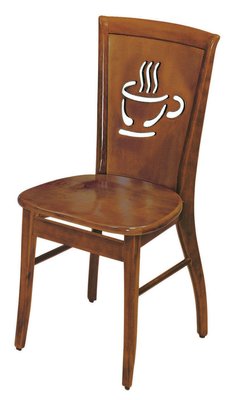鴻宇傢俱~(PI)339-6柚木色實木咖啡杯餐椅