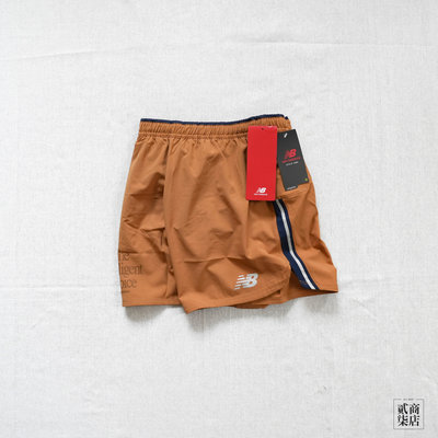 貳柒商店) New Balance Shorts 男款 棕色 短褲 防風 慢跑 運動 內裡 5吋 AMS21278TOB