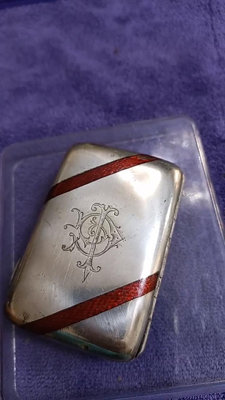 西洋 925純銀 嵌琺瑯 羅馬古董煙盒