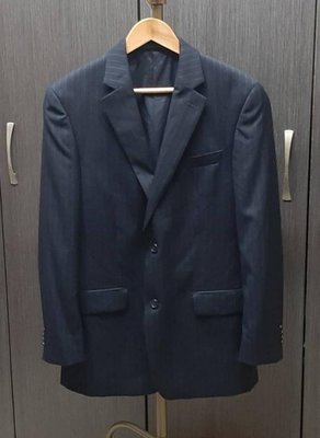 全新正品MICHAEL KORS 男深藍色條紋純羊毛西裝外套38R