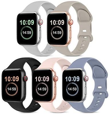 適用apple watch6 SE 蘋果手錶帶iwatch錶帶矽膠單色運動智能蘋果38/40/42/44mm錶帶-竹泓良