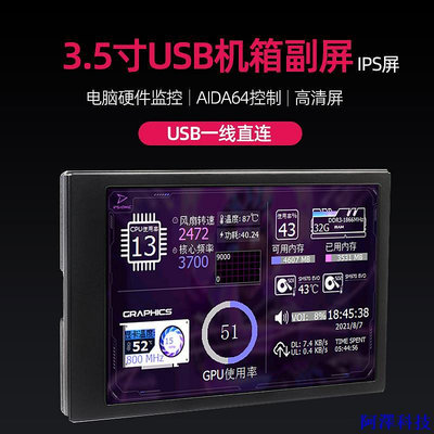 阿澤科技【12h出貨】3.5寸Type-C副屏機箱 USB直連機箱監控電腦狀態高清IPS螢幕Aida64