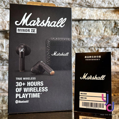 【黑白雙色現貨!】 分期免運 贈收納盒/充電線 Marshall Minor III 真無線 藍牙 耳機 入耳式 公司貨