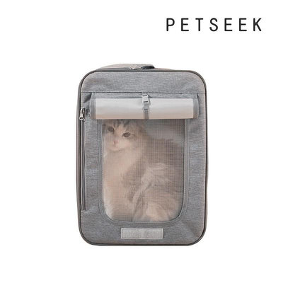 PETSEEK 多功能摺疊便攜手提包 外出包 寵物 寵物外出背包 透氣背包 貓用 三用 手提 後背 跨背 貓背包