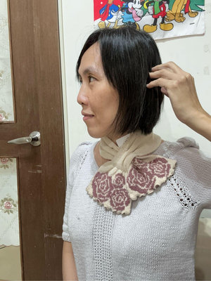 美家園日本生活館 日本製 玫瑰短圍巾 圍脖現貨白色
