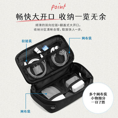 日本SANWA旅行收納包便攜數據線充電器數碼大容量整理袋手提小包電源線收納盒U盾耳機鼠標保護袋