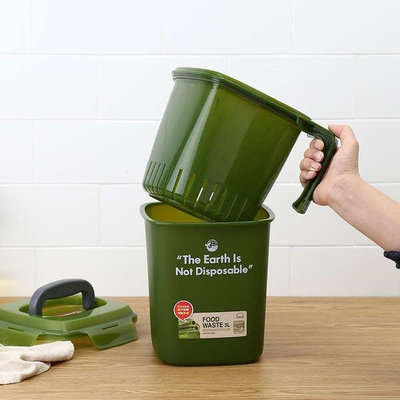熱賣款樂扣樂扣廚房垃圾桶乾溼分離廚餘垃圾桶塑膠桶辦公桌面帶蓋茶桶