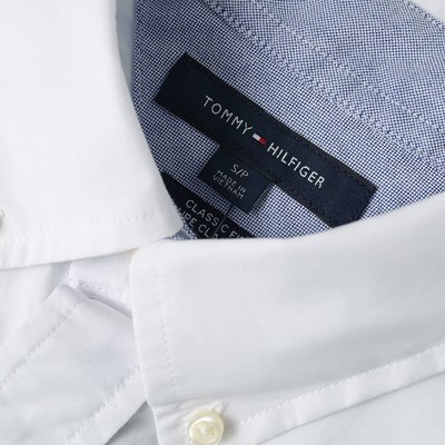 100％原廠 美版Tommy Hilfiger湯米男士商務寬松襯衫純色休閑短袖男春夏