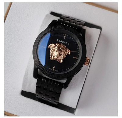 VERSACE Palazzo Empire 黑色錶盤 黑色不鏽鋼錶帶 石英 男士手錶 VERD00518