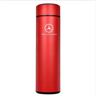 Benz 賓士 車載智能保溫杯 顯示測溫度水杯子 真空保溫杯隨手杯 304不銹鋼真空 保溫瓶 水瓶 定製logo