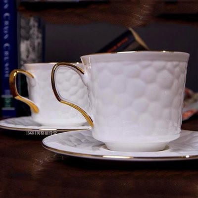 5Cgo【批發】含稅會員有優惠 36749435494 下午茶杯24K金水杯骨瓷歐式咖啡杯碟英式茶杯歐式紅茶杯(1組)