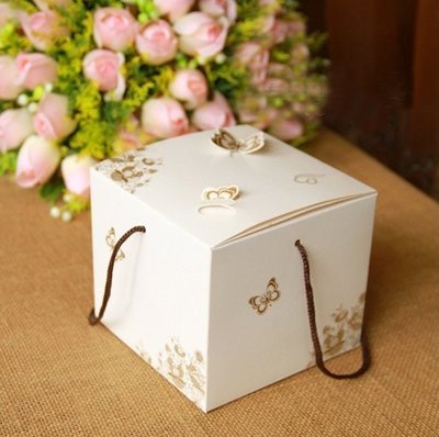 《 禮品批發王 》韓國熱銷 白色彩碟手提蛋糕盒/包裝盒/蛋糕盒/西點盒 / 月餅盒