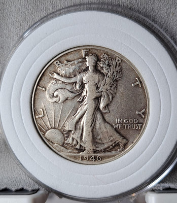 1946年美國行走女神50分銀幣，半美元銀幣，直徑30.6m【店主收藏】25115