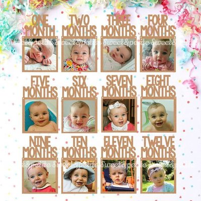 PR285❤歐美款寶貝生日派對月份相框佈置組❤ 嬰兒滿月 新生兒 成長紀錄 1-12 months 新生寶寶 周歲派對