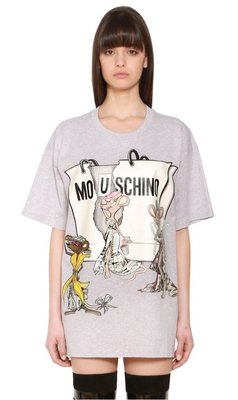 【COCO 精品專賣】Moschino Rat-print cotton-jersey 3隻老鼠短袖T 灰 XXS 現貨
