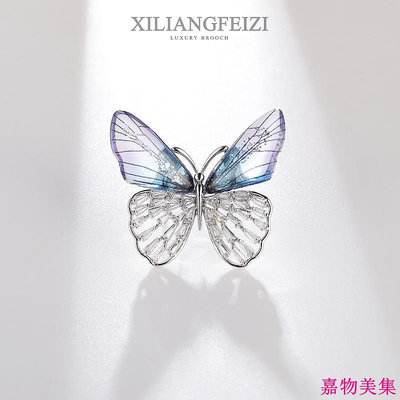 亞克力蝴蝶胸針 透明樹脂翅膀鋯石昆蟲別針 時尚配飾禮物