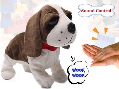 15116A 歐洲進口 好品質 觸摸互動發聲的小狗獵犬米格魯絨毛娃娃狗狗玩偶家家酒玩具裝飾品擺件送禮禮物