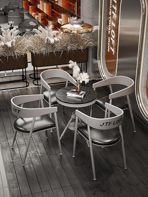 工業風桌椅組合奶茶店咖啡廳酒吧清吧餐飲甜品店商用鐵藝休閑桌椅 自行安裝
