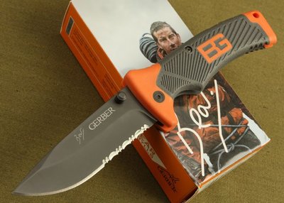 全新 荒野求生 貝爾求生折刀 簽名版 半鋸齒 美國 GERBER製造 K325