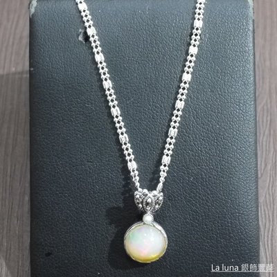 【La luna銀飾豐華】小巧可愛小花墜頭蛋白石珍珠馬克賽石純銀墜子(P3675)