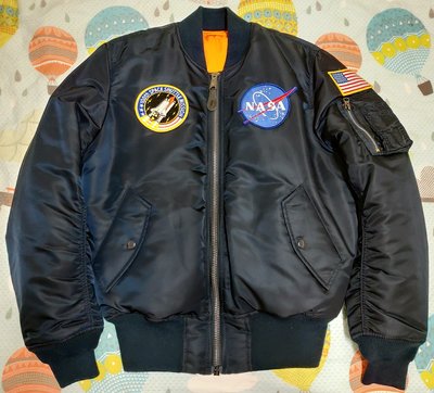 ALPHA INDUSTRIES NASA MA-1 太空總署 刺繡貼布 飛行 夾克 外套 深藍色 S號