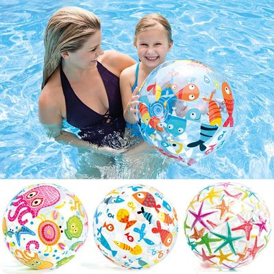 泳衣玩具充氣球沙灘球早教游泳水球塑料球水上小孩戲水彩色海洋球