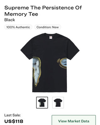 Supreme The Persistence of Memory Tee 達利 藝術 large 全新正品
