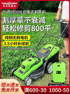 鋰電電動割草機家用小型除草機充電式打草機大功率手推草坪修剪機-小琳商店