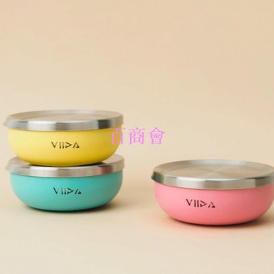 【百商會】VIIDA Soufflé 抗菌不鏽鋼餐碗 不鏽鋼碗蓋 兒童匙 幼稚園三色碗