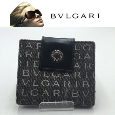 【皮老闆二店】二手真品 BVLGRI 寶格麗 扣式短夾 皮夾 經典LOGO G174