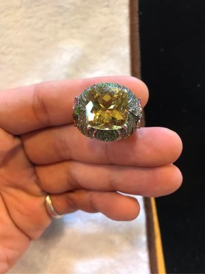早期收藏黃水晶寶石閃耀切割面碧璽華麗鑲嵌戒指