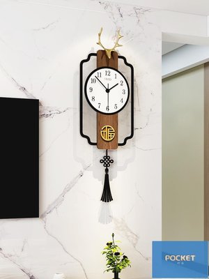 新中式掛鐘網紅鐘表客廳創意藝術家用時鐘時尚大氣掛墻中國風掛表