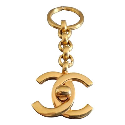Chanel香奈兒經典書包釦霧面金黃鑰匙圈吊飾
