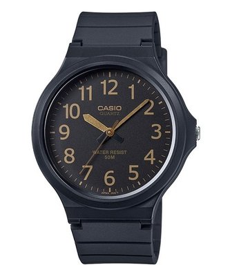 【CASIO 專賣】MW-240-1B2 簡單乾淨的錶盤設計，搭配清楚的數字時刻，以黑色橡膠錶帶搭配撞色錶盤設計