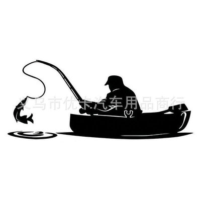 汽車漁夫釣魚遮蓋劃痕車貼個性反光戶外運動車貼釣魚垂釣貼紙