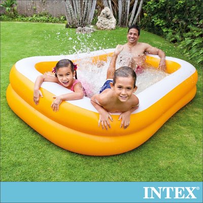 小江的店--【INTEX】桔色長方型游泳池229x147x46cm(600L)3歲以上 15120440(57181)